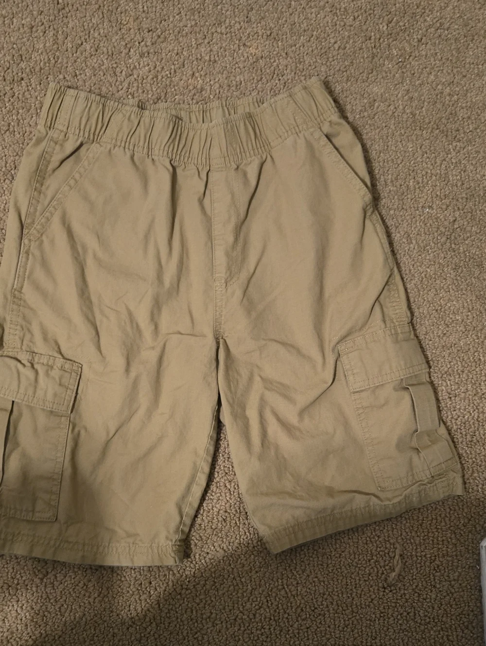 The Childrens Place Boys Khaki Elastic Waist Cargo Shorts